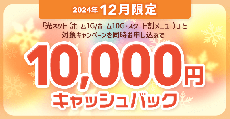 12月限定キャッシュバックキャンペーン特典