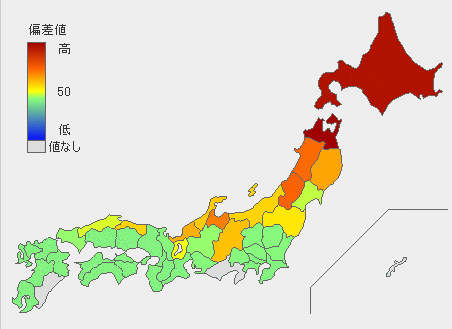 都道府県別統計とランキングで見る県民性‐とドランの年間降水量のグラフ